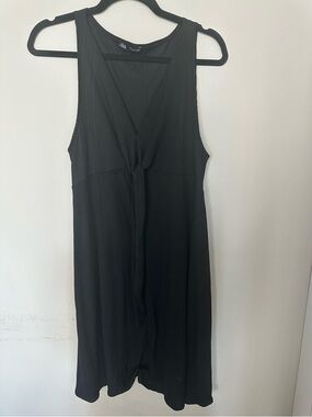 Zara Black Ribbed Sleeveless Top with Front Tie Small